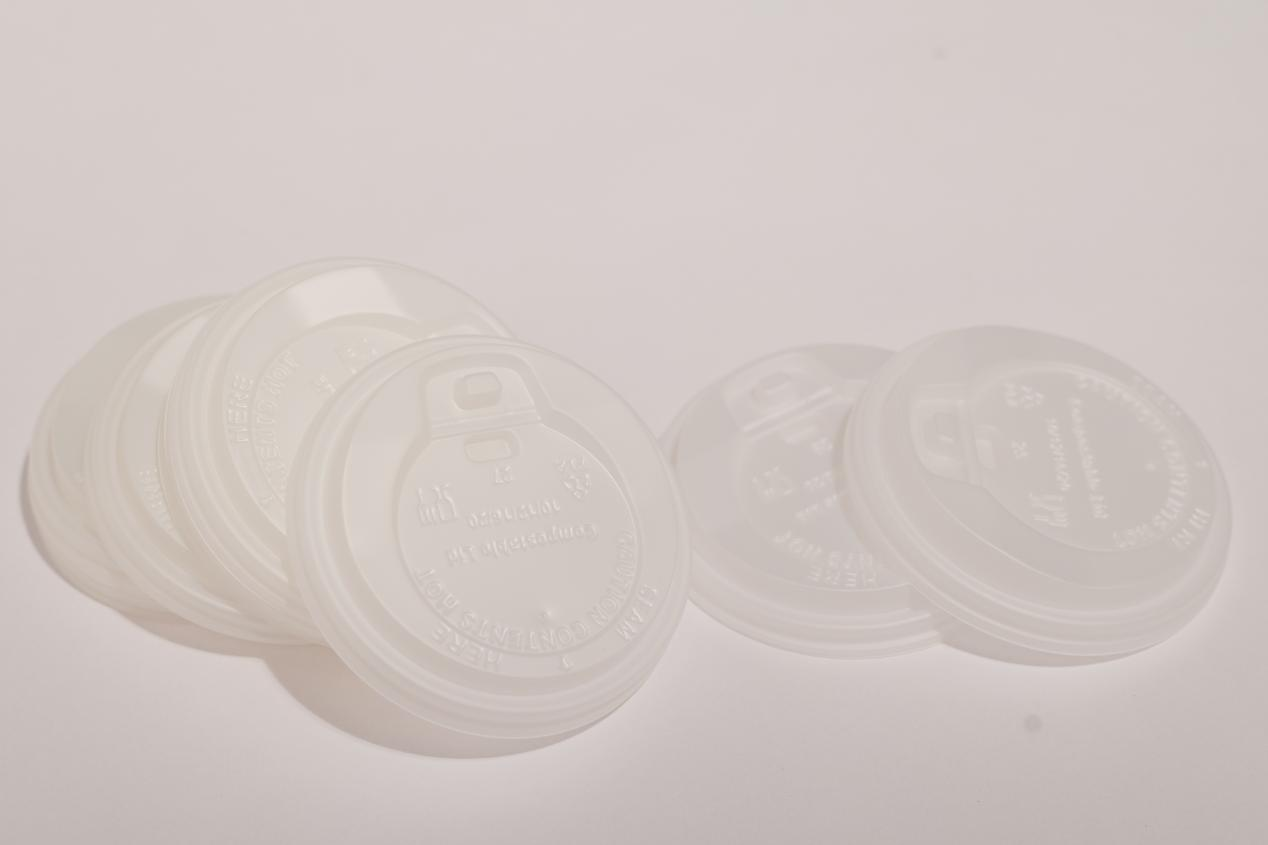 CPLA 90 mm engångs flip-top naturlig färg kopp lock